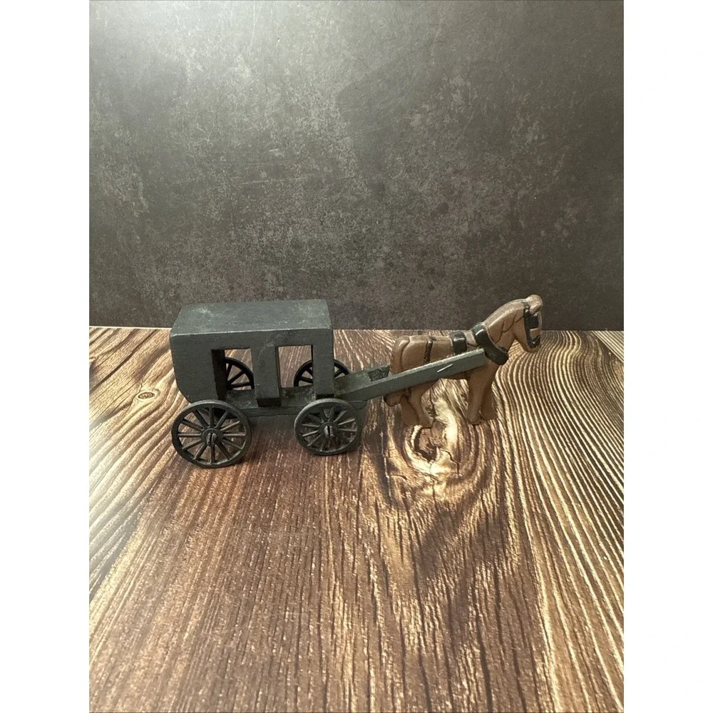 Yoder Family Ohio Hand Carved Wooden Horse Buggy Carriage Wagon USA Amish